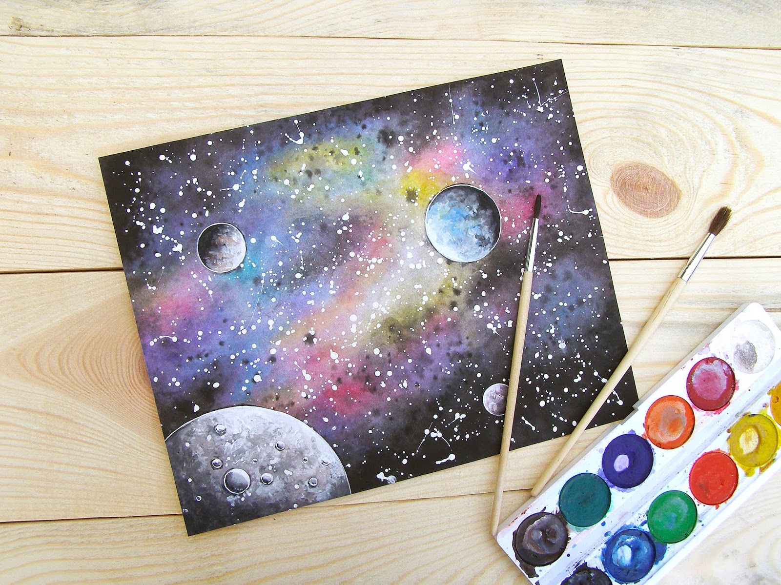 Космос планеты акрилом